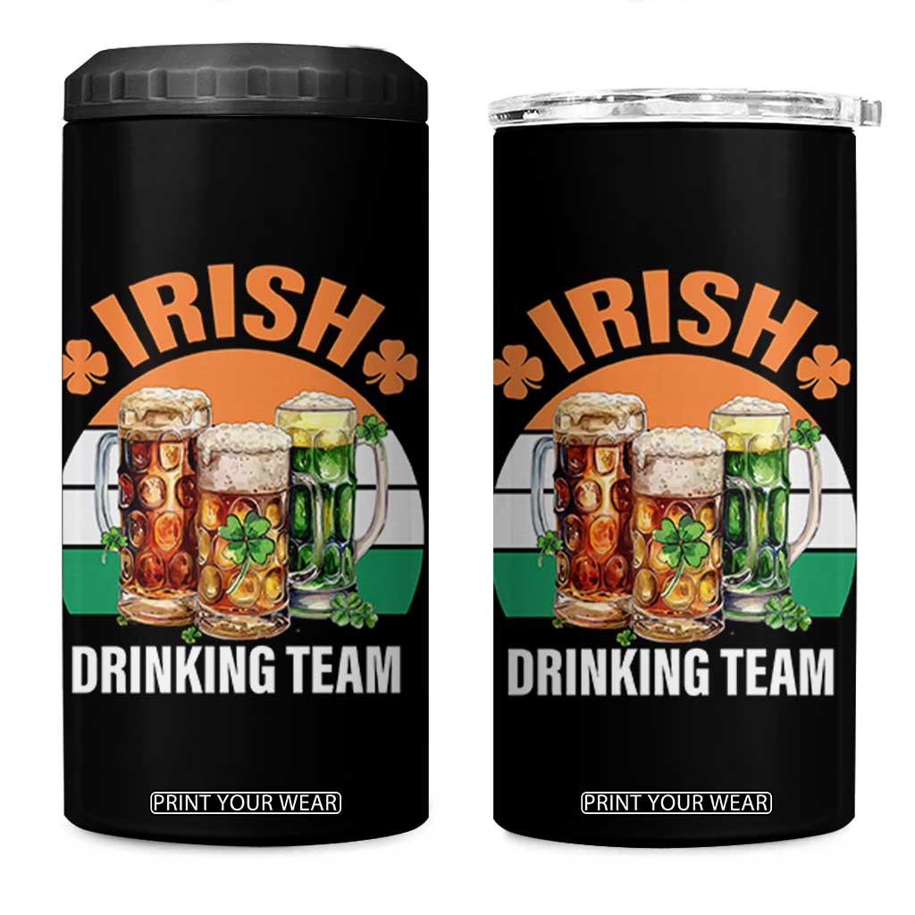 Funny Irish Drinking Team 4 in 1 Can Cooler Tumbler St Patricks Day Vintage Beer Ireland Flag Clover TS11 One Size: 16 oz Black Print Your Wear