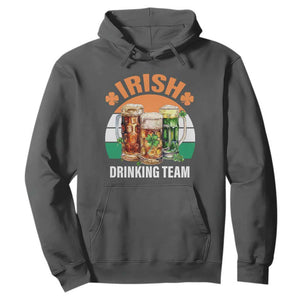 Funny Irish Drinking Team Hoodie St Patricks Day Vintage Beer Ireland Flag Clover TS11 Dark Heather Print Your Wear