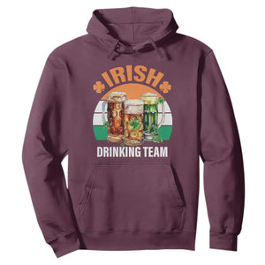 Funny Irish Drinking Team Hoodie St Patricks Day Vintage Beer Ireland Flag Clover TS11 Maroon Print Your Wear