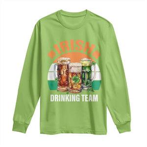 Funny Irish Drinking Team Long Sleeve Shirt St Patricks Day Vintage Beer Ireland Flag Clover TS11 Lime Print Your Wear