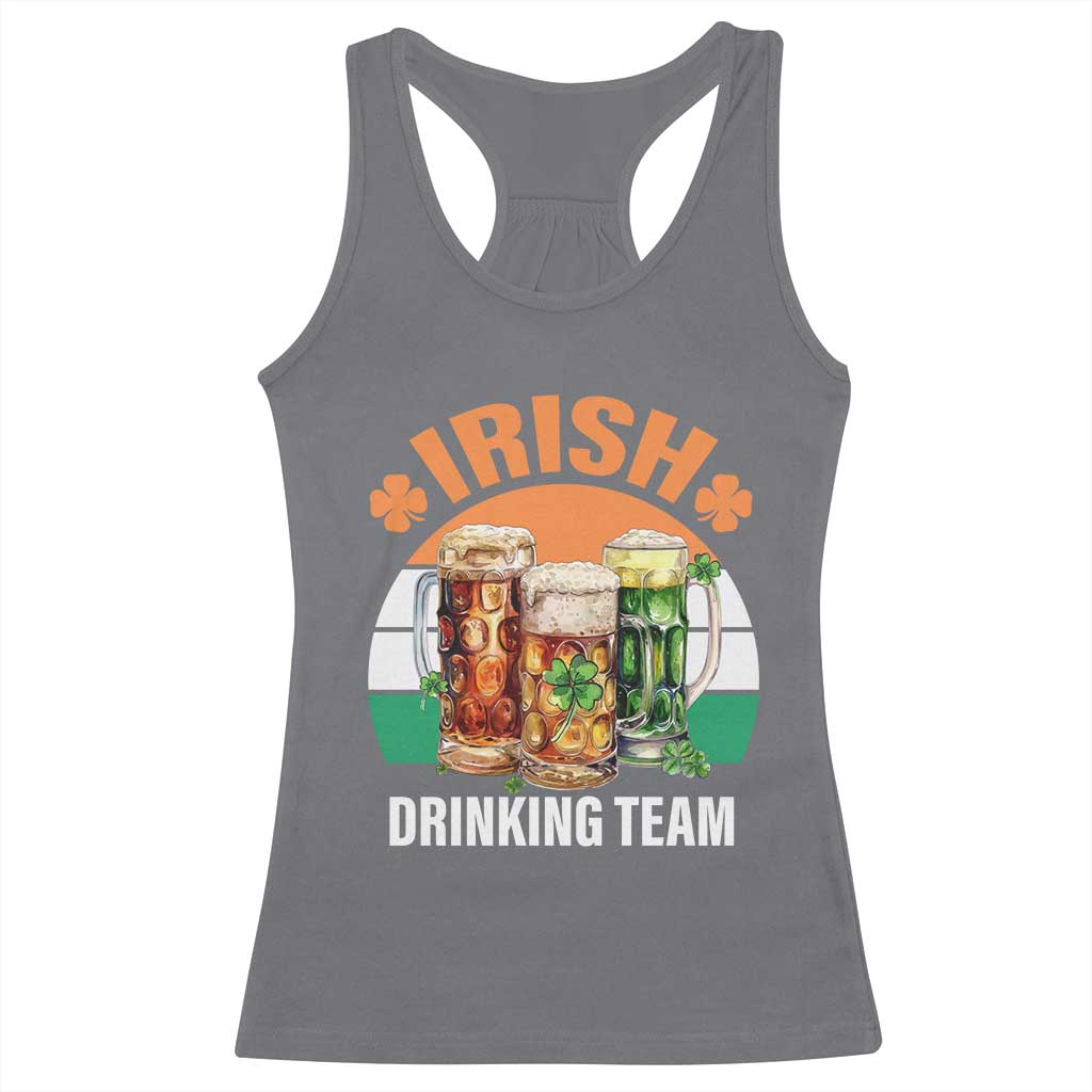 Funny Irish Drinking Team Racerback Tank Top St Patricks Day Vintage Beer Ireland Flag Clover TS11 Charcoal Print Your Wear