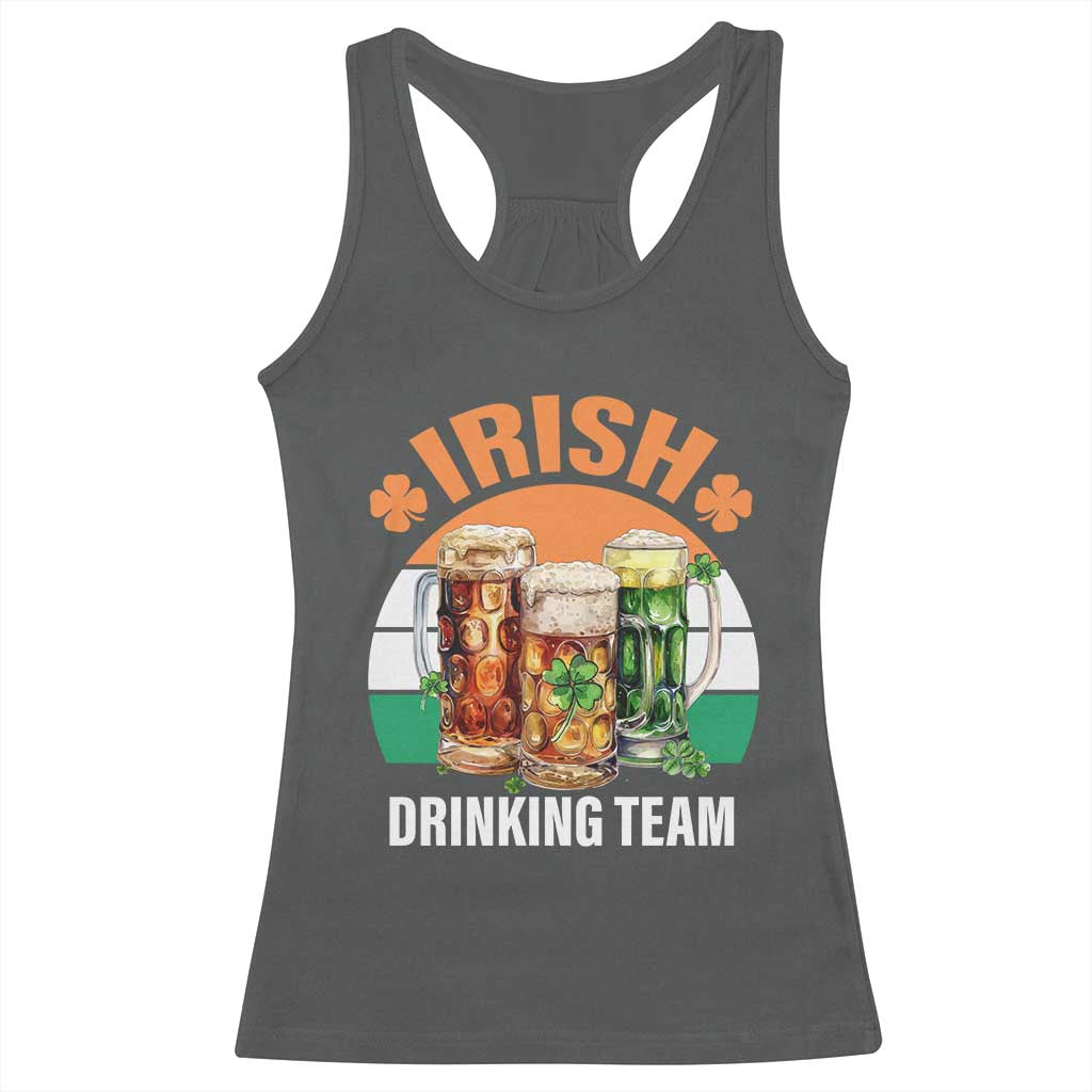 Funny Irish Drinking Team Racerback Tank Top St Patricks Day Vintage Beer Ireland Flag Clover TS11 Dark Heather Print Your Wear