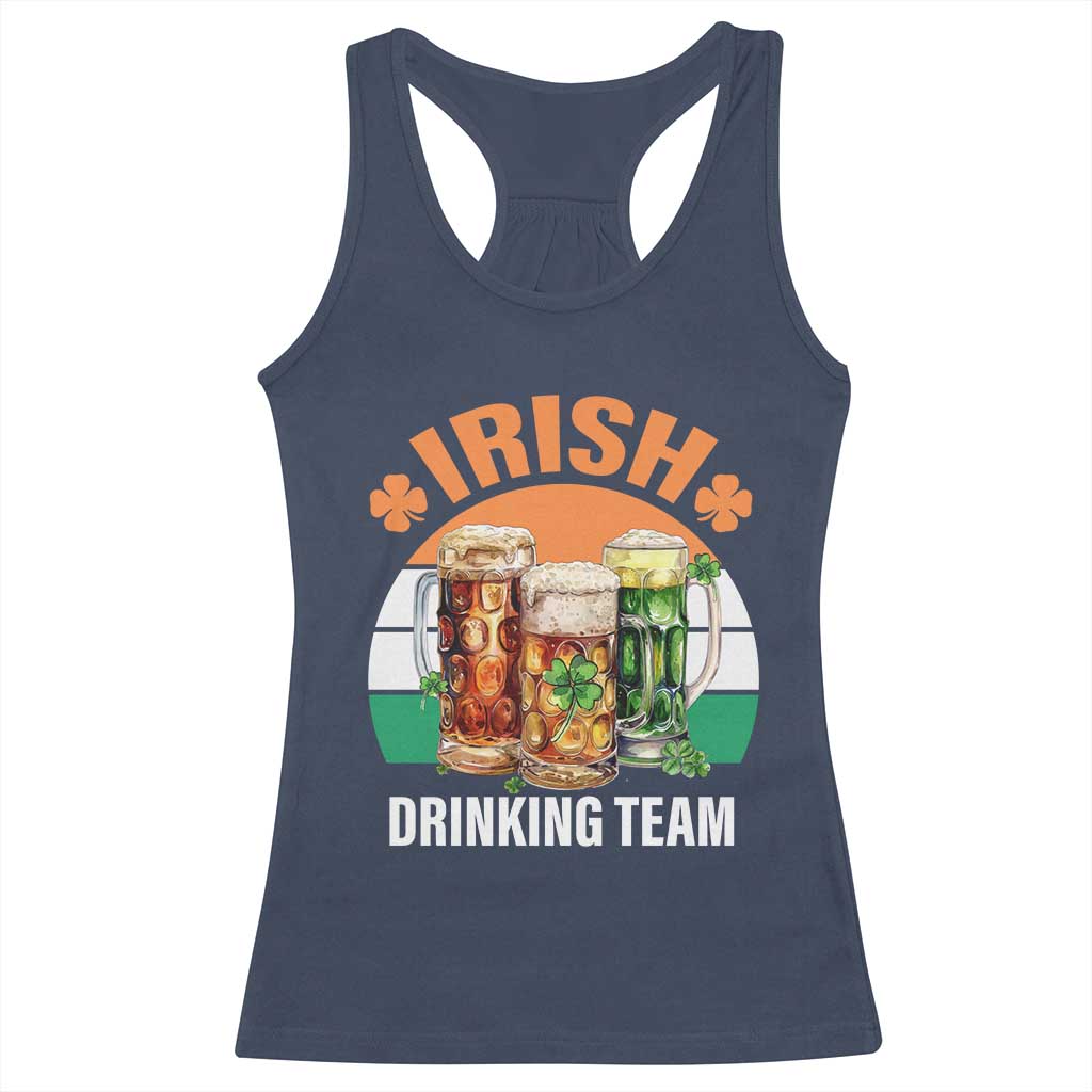 Funny Irish Drinking Team Racerback Tank Top St Patricks Day Vintage Beer Ireland Flag Clover TS11 Navy Print Your Wear