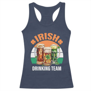 Funny Irish Drinking Team Racerback Tank Top St Patricks Day Vintage Beer Ireland Flag Clover TS11 Navy Print Your Wear