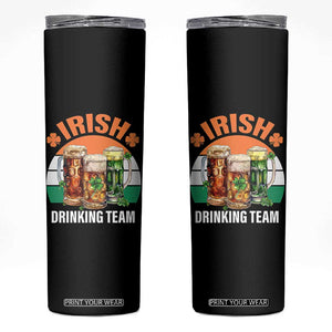 Funny Irish Drinking Team Skinny Tumbler St Patricks Day Vintage Beer Ireland Flag Clover TS11 Black Print Your Wear