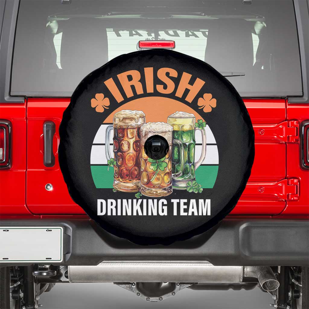 Funny Irish Drinking Team Spare Tire Cover St Patricks Day Vintage Beer Ireland Flag Clover TS11 Black Print Your Wear