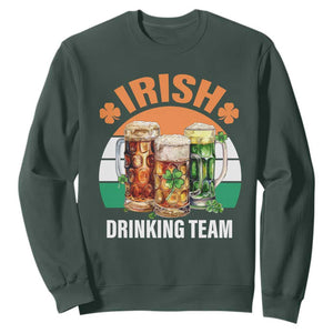 Funny Irish Drinking Team Sweatshirt St Patricks Day Vintage Beer Ireland Flag Clover TS11 Dark Forest Green Print Your Wear