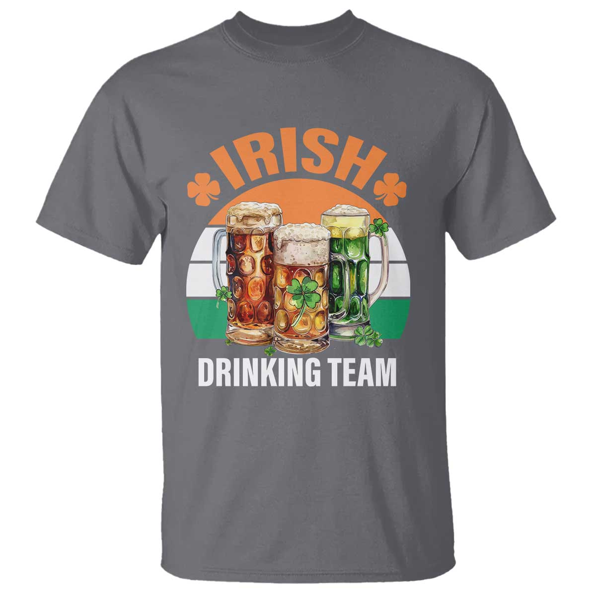 Funny Irish Drinking Team T Shirt St Patricks Day Vintage Beer Ireland Flag Clover TS11 Charcoal Print Your Wear