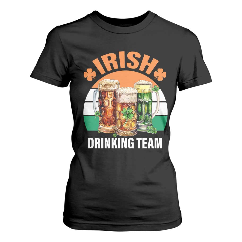 Funny Irish Drinking Team T Shirt For Women St Patricks Day Vintage Beer Ireland Flag Clover TS11 Black Print Your Wear