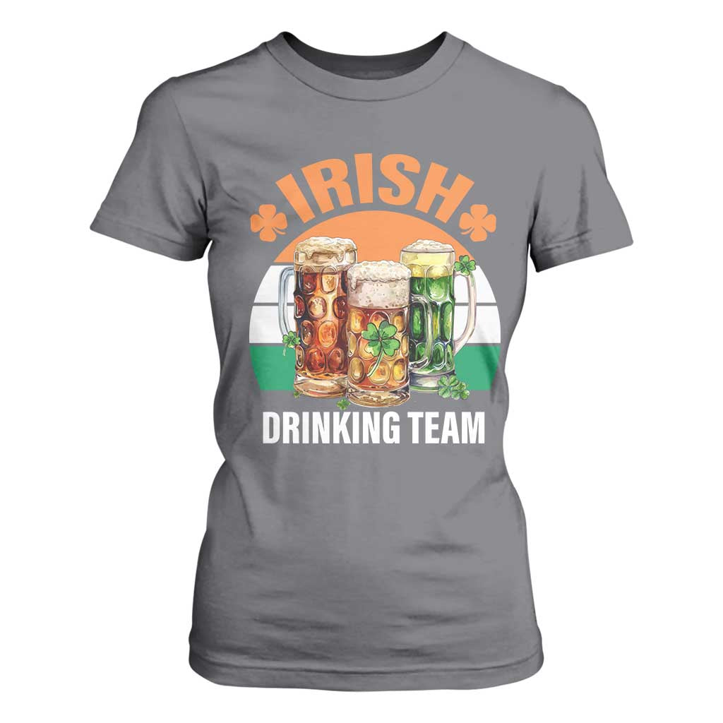 Funny Irish Drinking Team T Shirt For Women St Patricks Day Vintage Beer Ireland Flag Clover TS11 Charcoal Print Your Wear