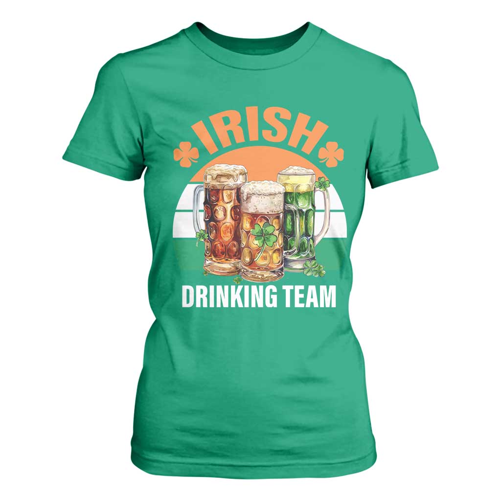Funny Irish Drinking Team T Shirt For Women St Patricks Day Vintage Beer Ireland Flag Clover TS11 Irish Green Print Your Wear