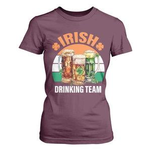 Funny Irish Drinking Team T Shirt For Women St Patricks Day Vintage Beer Ireland Flag Clover TS11 Maroon Print Your Wear