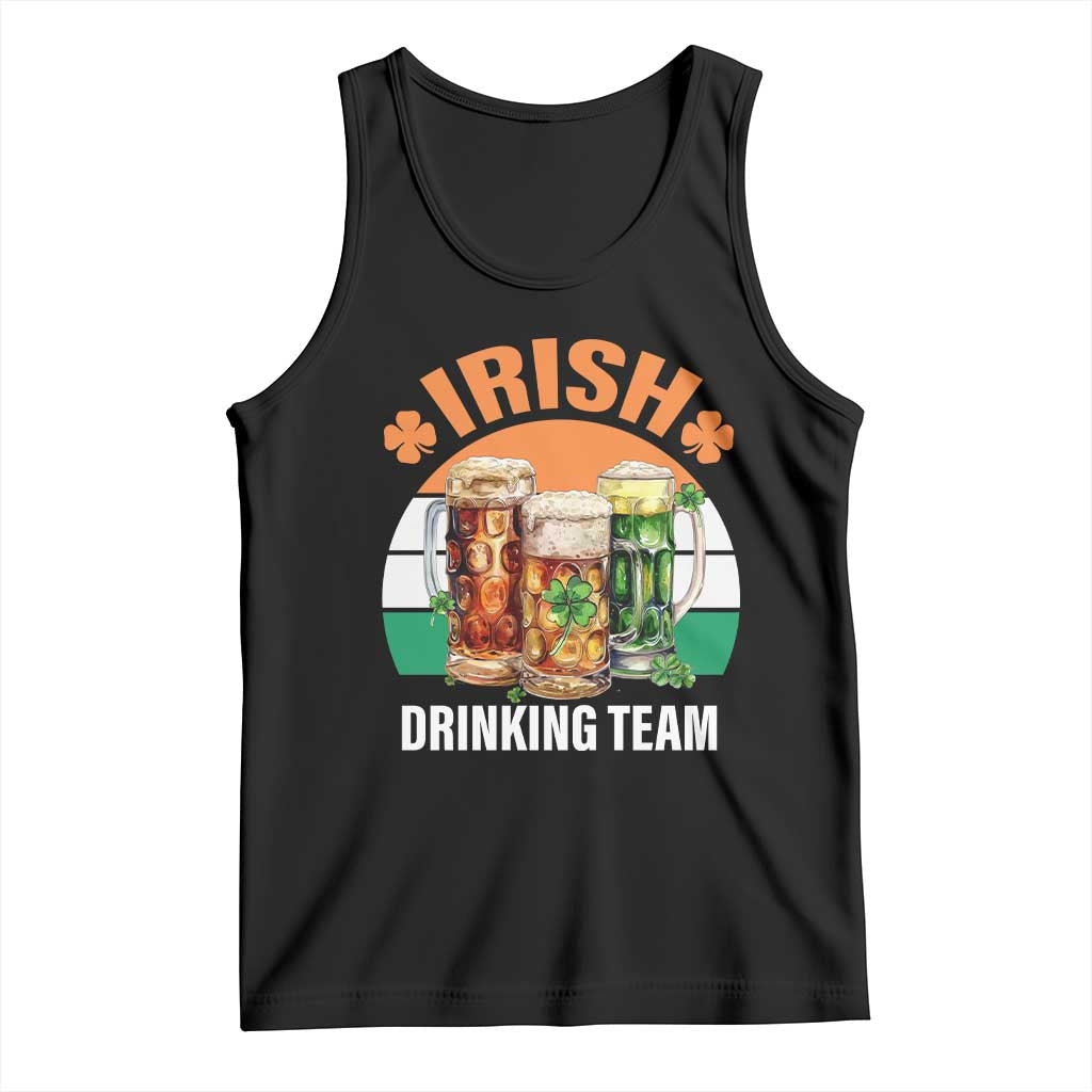 Funny Irish Drinking Team Tank Top St Patricks Day Vintage Beer Ireland Flag Clover TS11 Black Print Your Wear