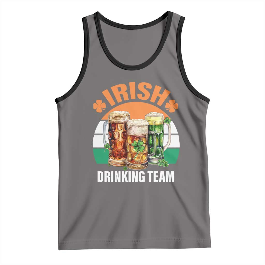 Funny Irish Drinking Team Tank Top St Patricks Day Vintage Beer Ireland Flag Clover TS11 Deep Heather Black Print Your Wear