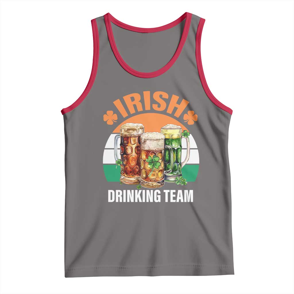 Funny Irish Drinking Team Tank Top St Patricks Day Vintage Beer Ireland Flag Clover TS11 Deep Heather Red Print Your Wear