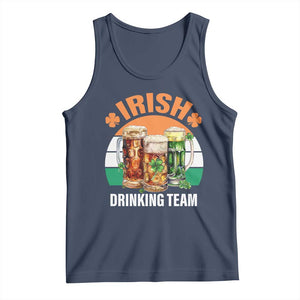 Funny Irish Drinking Team Tank Top St Patricks Day Vintage Beer Ireland Flag Clover TS11 Navy Print Your Wear