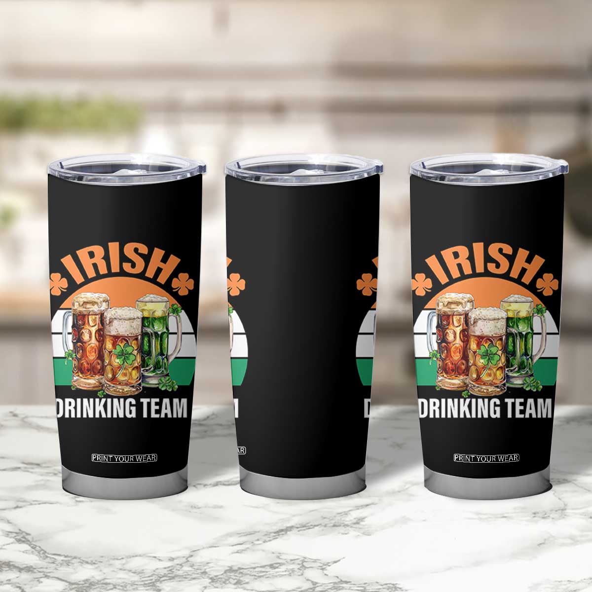 Funny Irish Drinking Team Tumbler Cup St Patricks Day Vintage Beer Ireland Flag Clover TS11 Print Your Wear