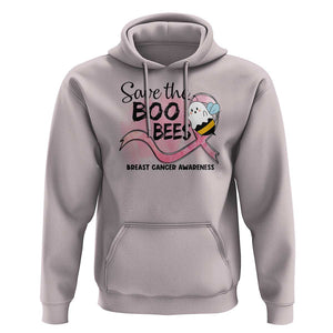 Funny Breast Cancer Halloween Hoodie Save The Boobees Ghost Bee Pink Ribbon TS11 Ice Gray Print Your Wear
