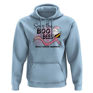Funny Breast Cancer Halloween Hoodie Save The Boobees Ghost Bee Pink Ribbon TS11 Light Blue Print Your Wear