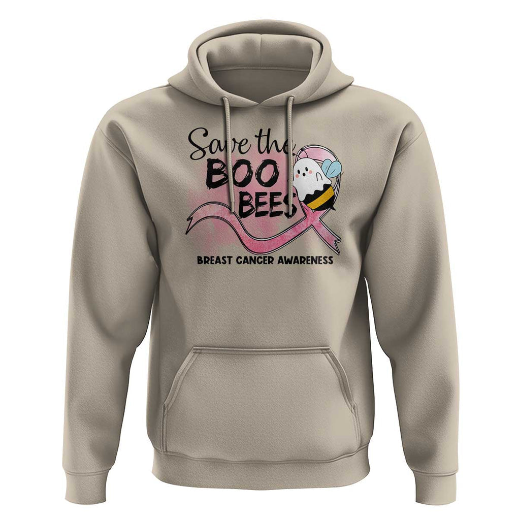 Funny Breast Cancer Halloween Hoodie Save The Boobees Ghost Bee Pink Ribbon TS11 Sand Print Your Wear