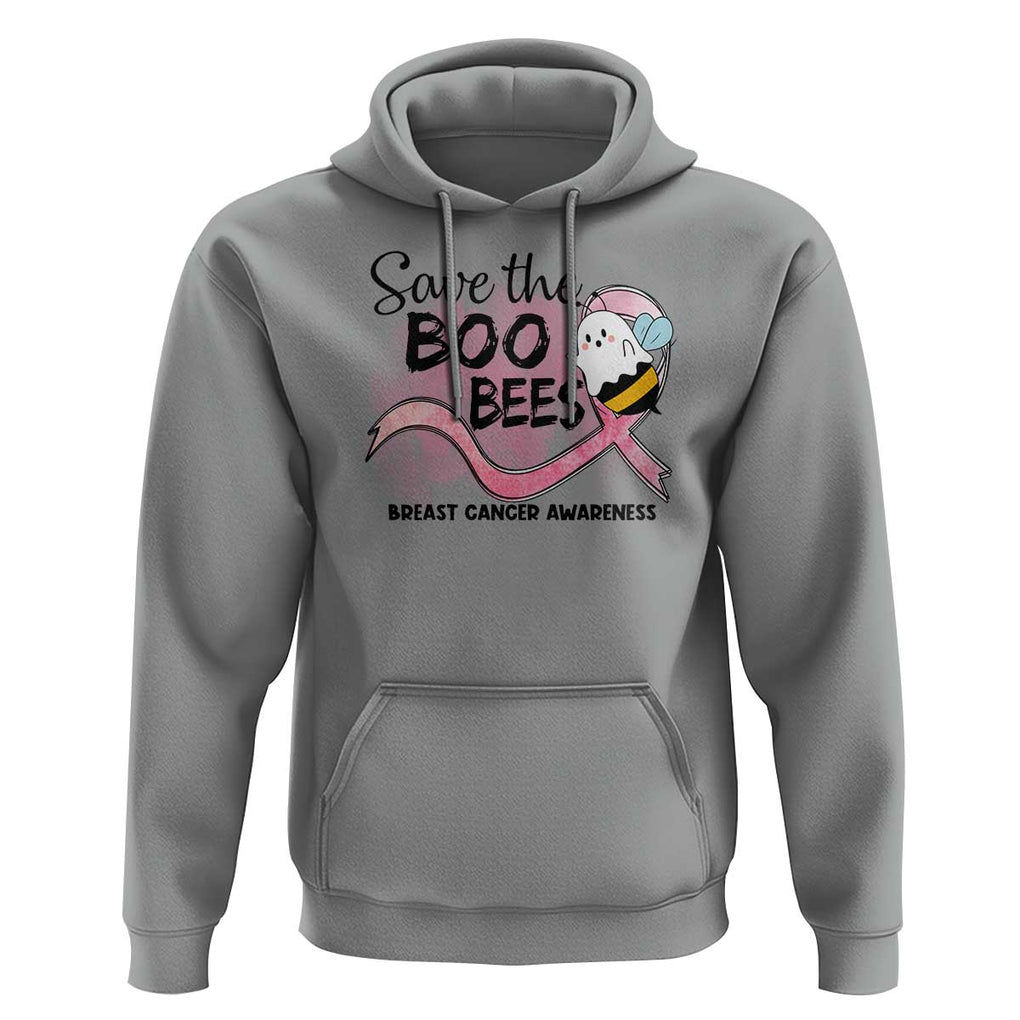 Funny Breast Cancer Halloween Hoodie Save The Boobees Ghost Bee Pink Ribbon TS11 Sport Gray Print Your Wear