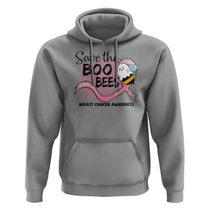 Funny Breast Cancer Halloween Hoodie Save The Boobees Ghost Bee Pink Ribbon TS11 Sport Gray Print Your Wear