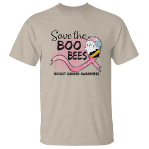 Funny Breast Cancer Halloween T Shirt Save The Boobees Ghost Bee Pink Ribbon TS11 Sand Print Your Wear