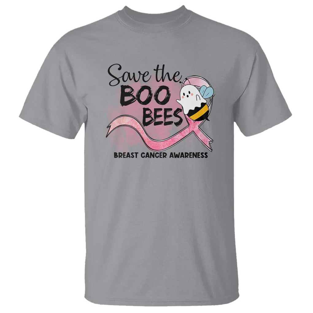 Funny Breast Cancer Halloween T Shirt Save The Boobees Ghost Bee Pink Ribbon TS11 Sport Gray Print Your Wear