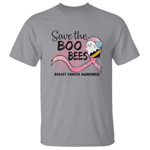 Funny Breast Cancer Halloween T Shirt Save The Boobees Ghost Bee Pink Ribbon TS11 Sport Gray Print Your Wear