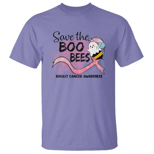 Funny Breast Cancer Halloween T Shirt Save The Boobees Ghost Bee Pink Ribbon TS11 Violet Print Your Wear