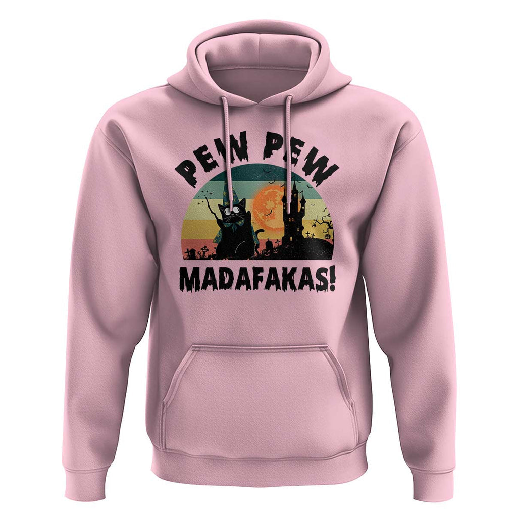 Funny Black Cat Halloween Hoodie Pew Madafakas Witch Retro Vintage Bat TS11 Light Pink Print Your Wear