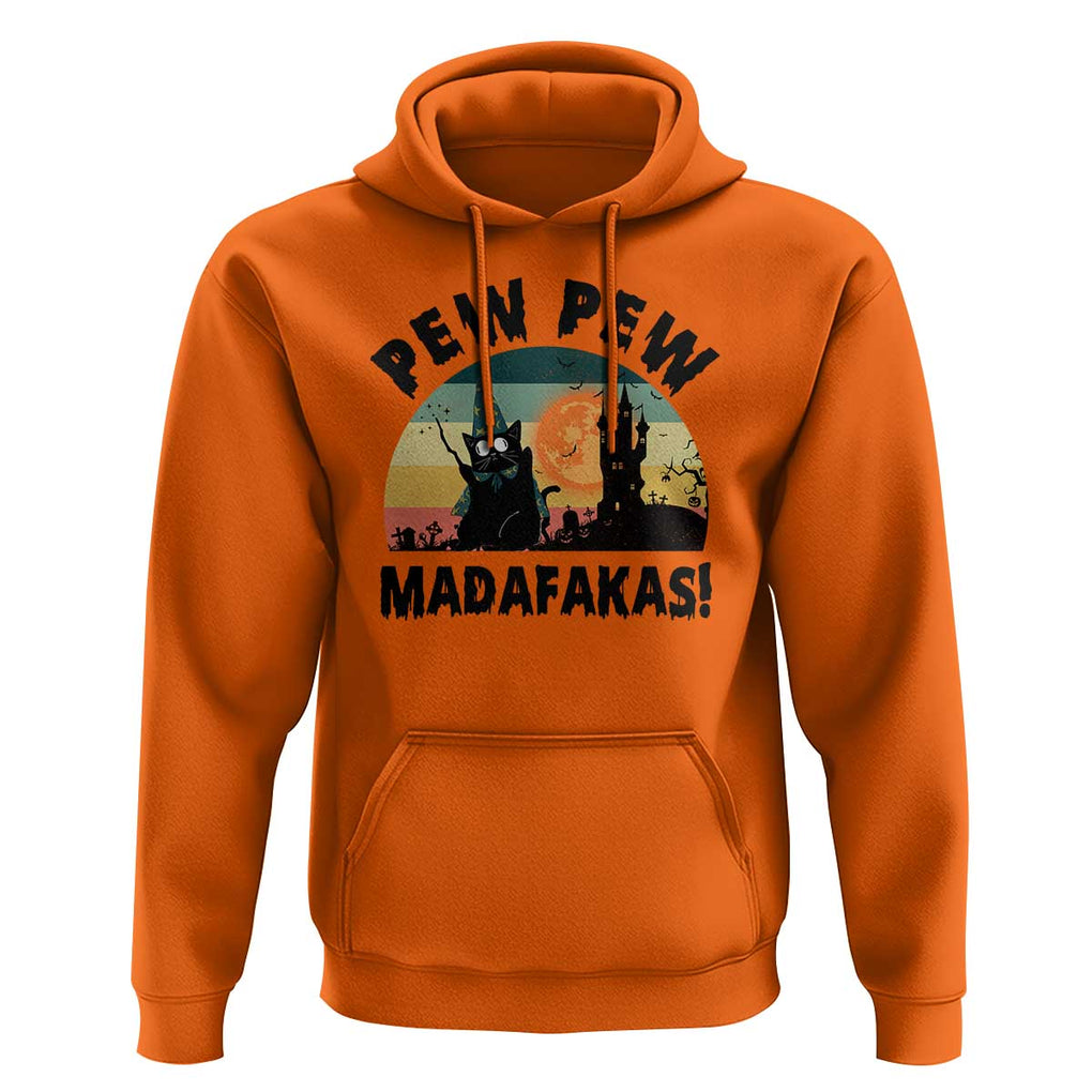 Funny Black Cat Halloween Hoodie Pew Madafakas Witch Retro Vintage Bat TS11 Orange Print Your Wear