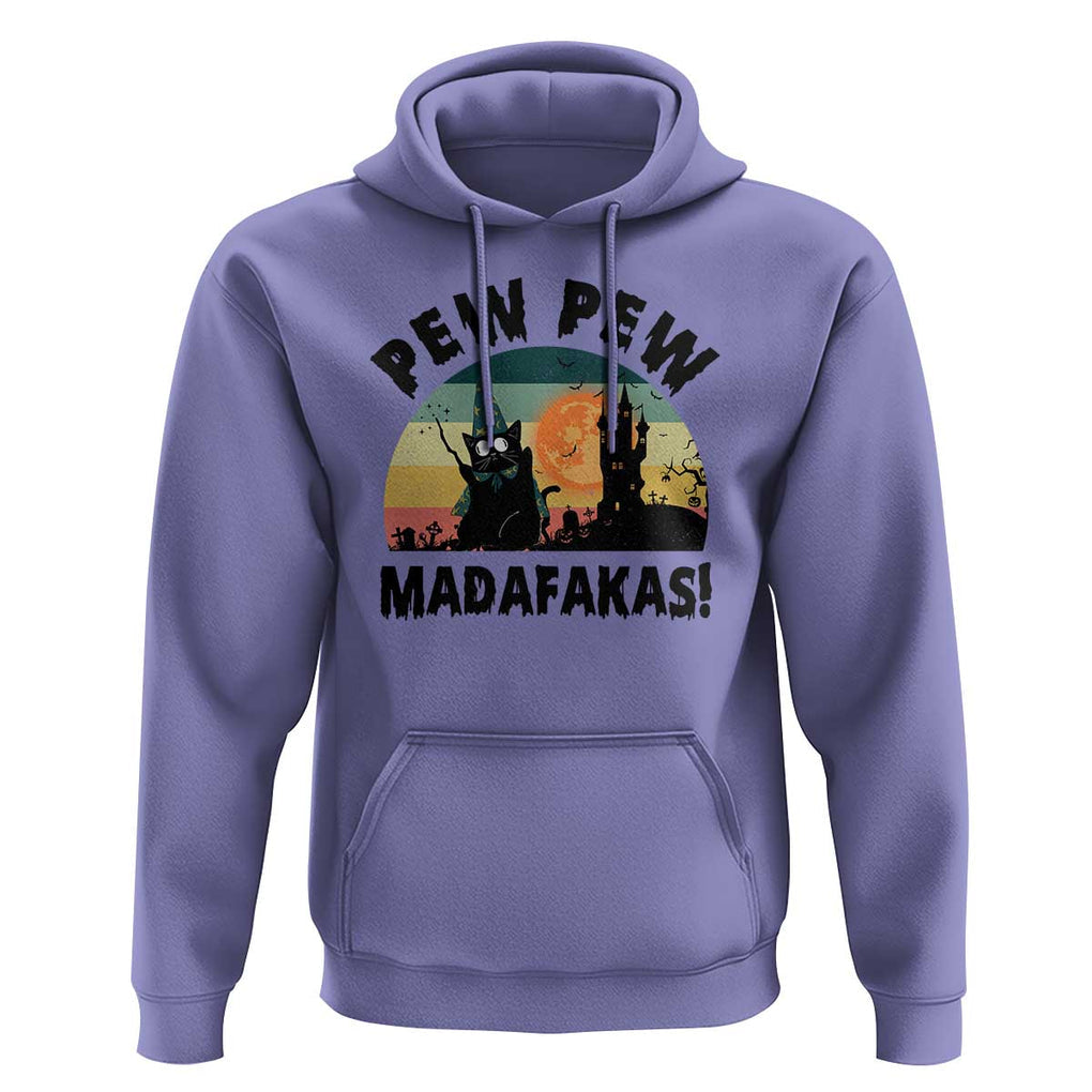 Funny Black Cat Halloween Hoodie Pew Madafakas Witch Retro Vintage Bat TS11 Violet Print Your Wear