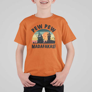 Funny Black Cat Halloween T Shirt For Kid Pew Madafakas Witch Retro Vintage Bat TS11 Orange Print Your Wear