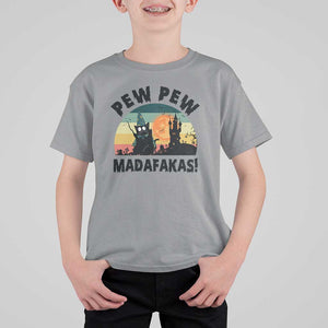 Funny Black Cat Halloween T Shirt For Kid Pew Madafakas Witch Retro Vintage Bat TS11 Sport Gray Print Your Wear