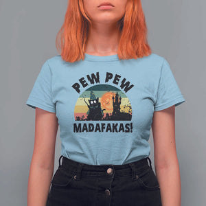 Funny Black Cat Halloween T Shirt For Women Pew Madafakas Witch Retro Vintage Bat TS11 Light Blue Print Your Wear