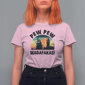 Funny Black Cat Halloween T Shirt For Women Pew Madafakas Witch Retro Vintage Bat TS11 Light Pink Print Your Wear