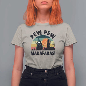 Funny Black Cat Halloween T Shirt For Women Pew Madafakas Witch Retro Vintage Bat TS11 Sand Print Your Wear