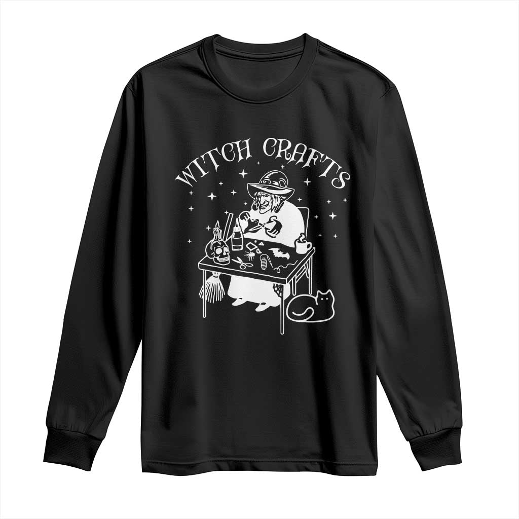 Funny Halloween Long Sleeve Shirt Witch Crafts Witchcraft Skull Cat Ghost TS11 Black Print Your Wear