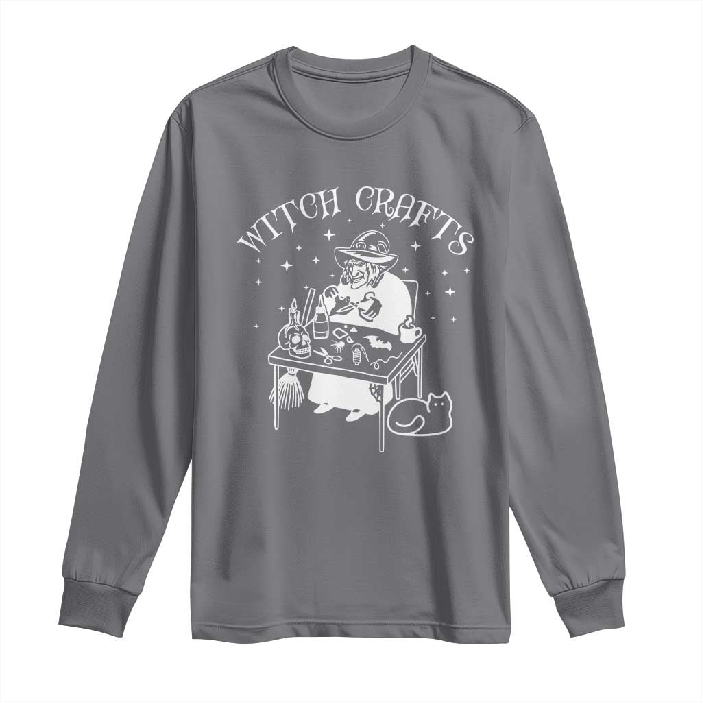 Funny Halloween Long Sleeve Shirt Witch Crafts Witchcraft Skull Cat Ghost TS11 Charcoal Print Your Wear