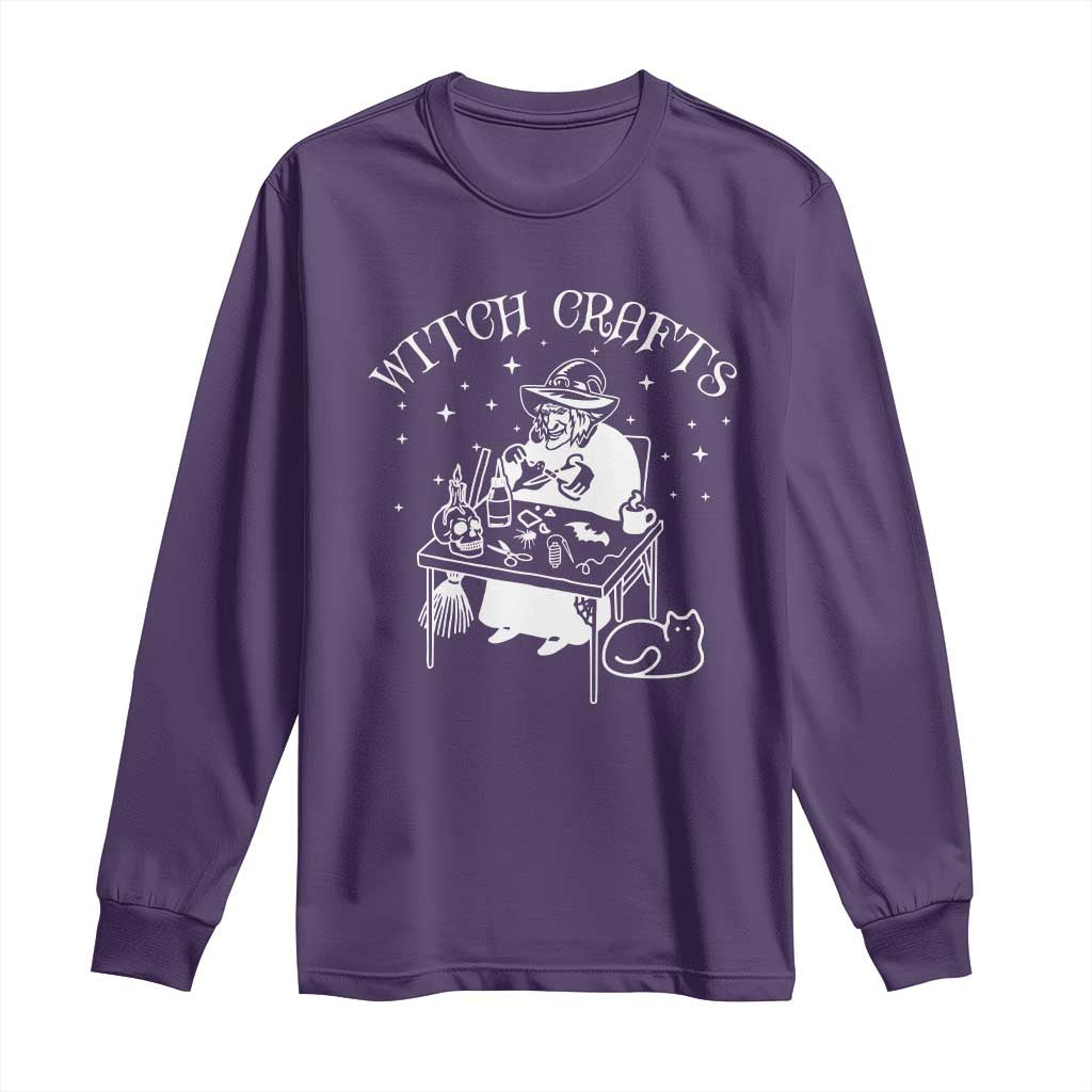 Funny Halloween Long Sleeve Shirt Witch Crafts Witchcraft Skull Cat Ghost TS11 Purple Print Your Wear