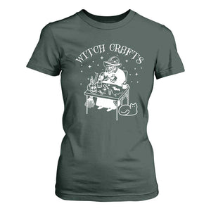 Funny Halloween T Shirt For Women Witch Crafts Witchcraft Skull Cat Ghost TS11 Dark Forest Green Print Your Wear