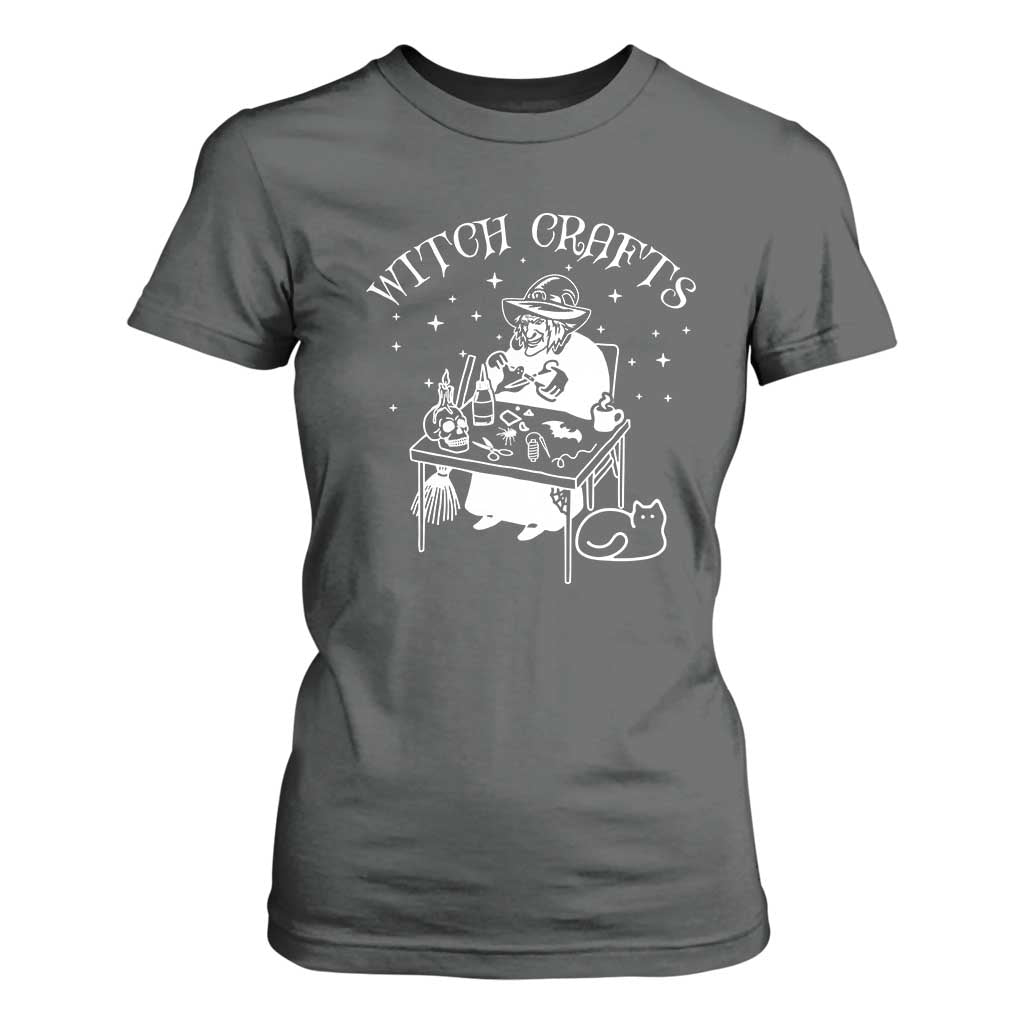 Funny Halloween T Shirt For Women Witch Crafts Witchcraft Skull Cat Ghost TS11 Dark Heather Print Your Wear