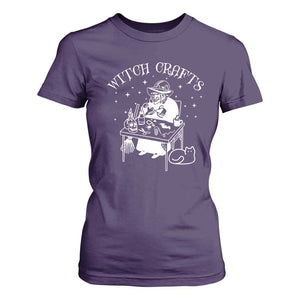 Funny Halloween T Shirt For Women Witch Crafts Witchcraft Skull Cat Ghost TS11 Purple Print Your Wear