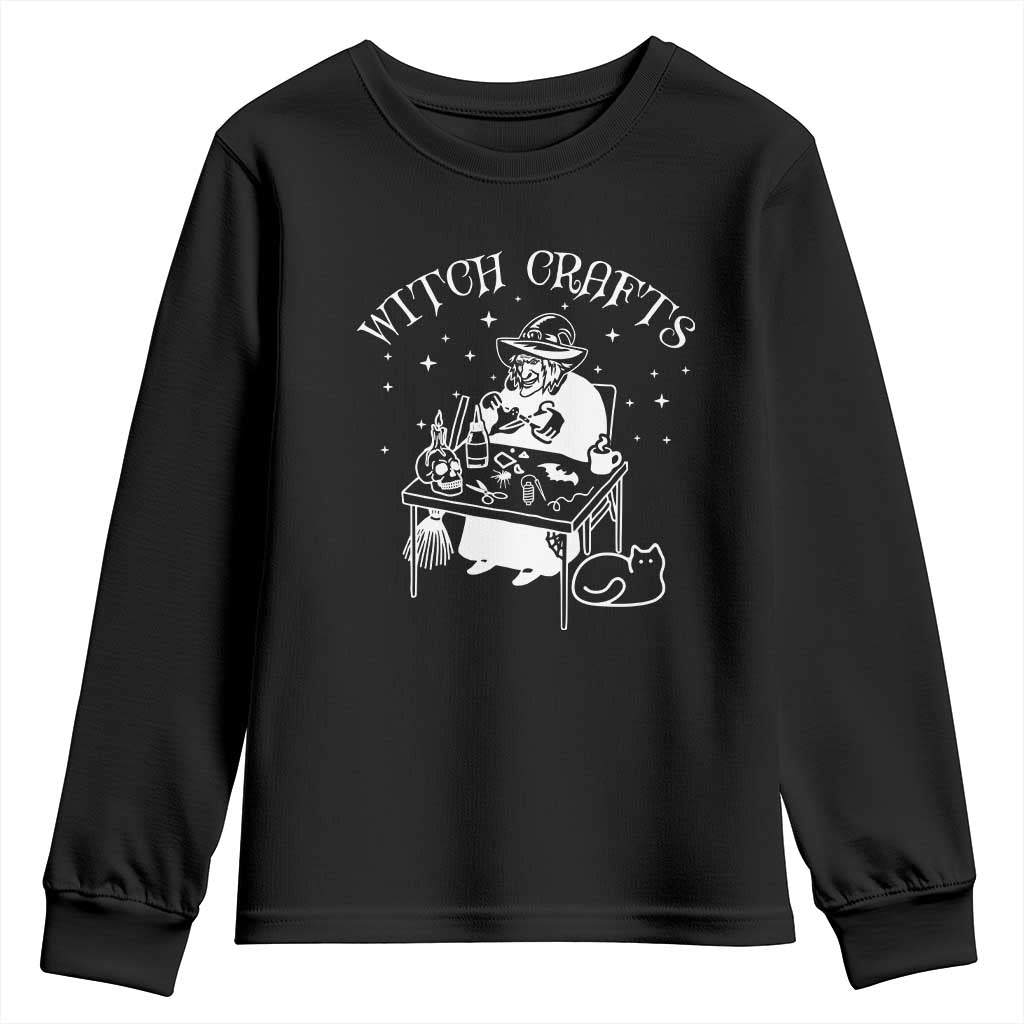 Funny Halloween Youth Sweatshirt Witch Crafts Witchcraft Skull Cat Ghost TS11 Black Print Your Wear