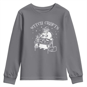 Funny Halloween Youth Sweatshirt Witch Crafts Witchcraft Skull Cat Ghost TS11 Charcoal Print Your Wear