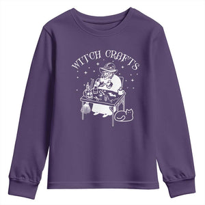 Funny Halloween Youth Sweatshirt Witch Crafts Witchcraft Skull Cat Ghost TS11 Purple Print Your Wear