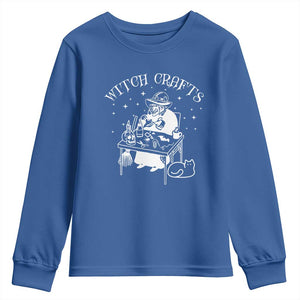 Funny Halloween Youth Sweatshirt Witch Crafts Witchcraft Skull Cat Ghost TS11 Royal Blue Print Your Wear