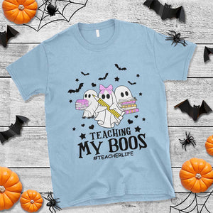 Funny Teacher Halloween T Shirt Teaching My Boos Teacherlife Ghost Pencil Book TS11 Light Blue Print Your Wear