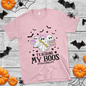 Funny Teacher Halloween T Shirt Teaching My Boos Teacherlife Ghost Pencil Book TS11 Light Pink Print Your Wear